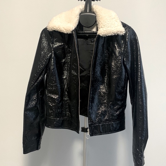 Brand new Wilfred pleather jacket with Sherpa collar - Picture 1 of 2